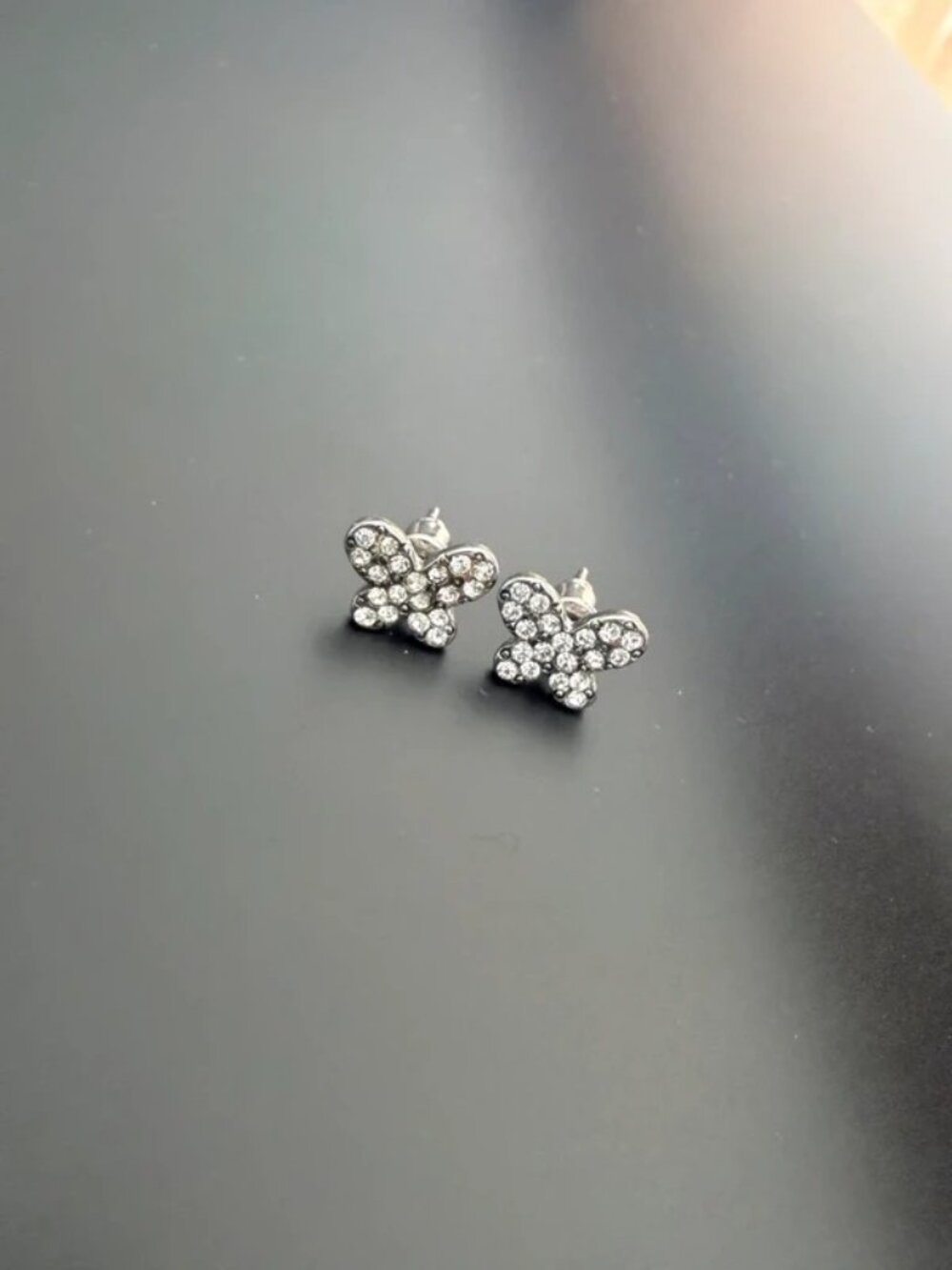 Vintage Rhinestone Butterfly Stud Earrings | Y2K Sparkly Jewelry
